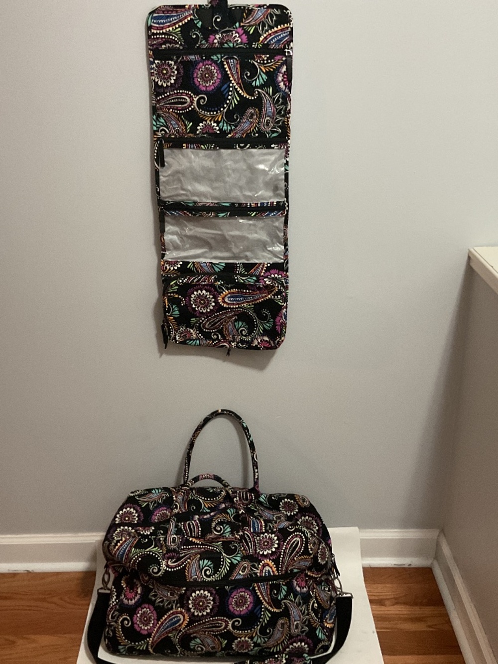 Vera Bradley Grand Traveler Weekender Bag and Matching Hanging Toiletry Bag